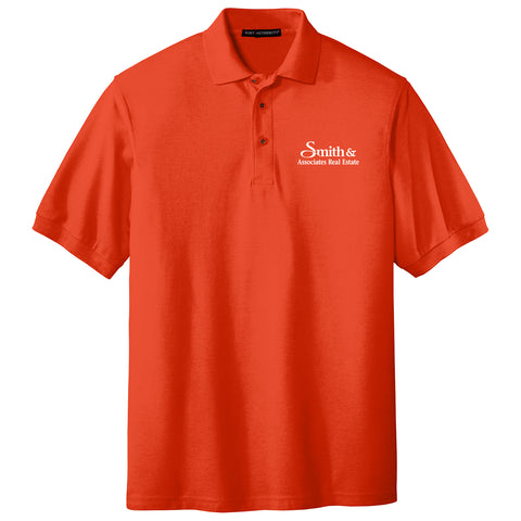 Orange mens polo with white logo