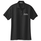 Black ladies polo shirt with white logo